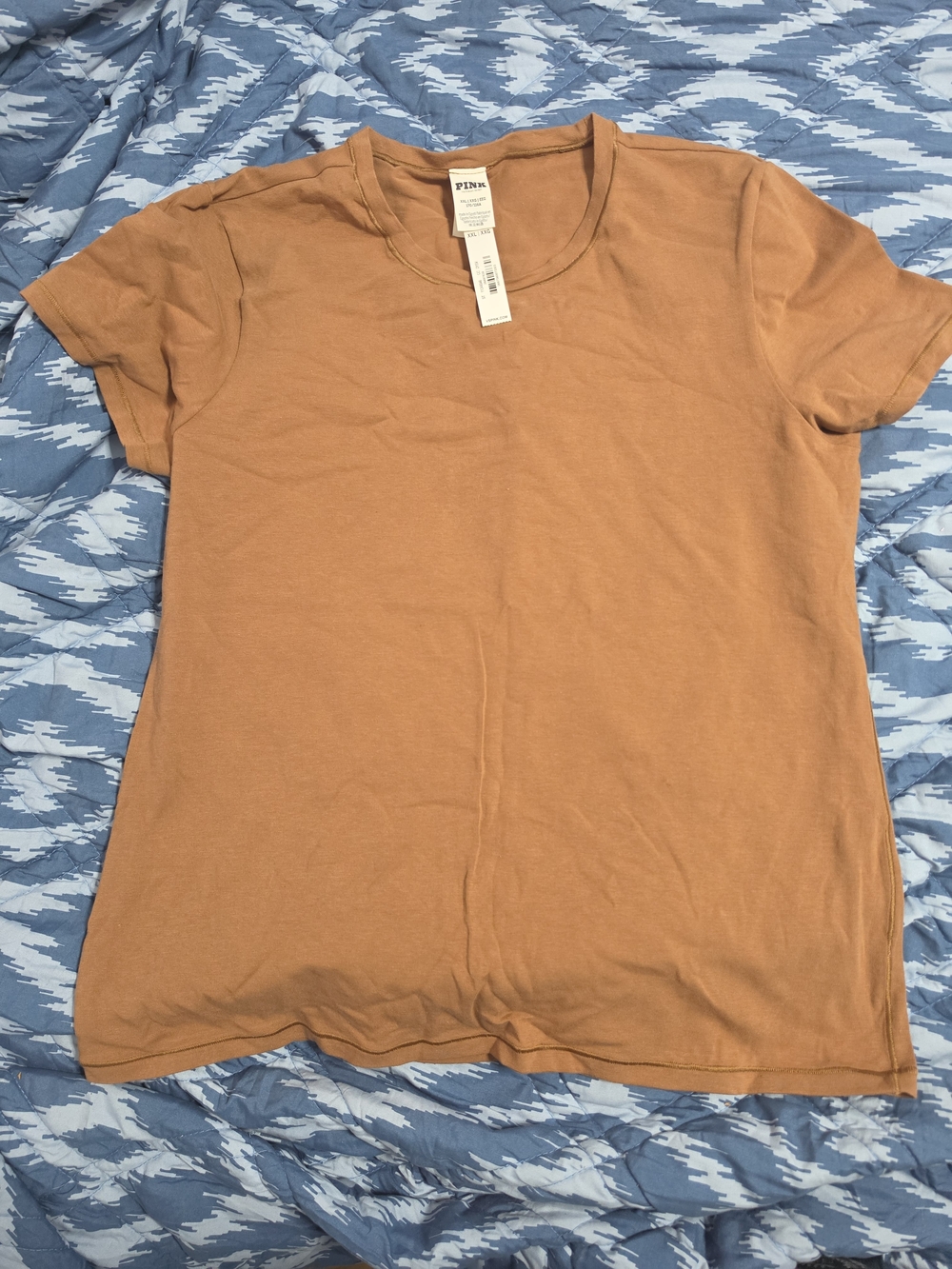 PINK Victoria's Secret Womens Crewneck XXL Short Sleeve Tee - Rust